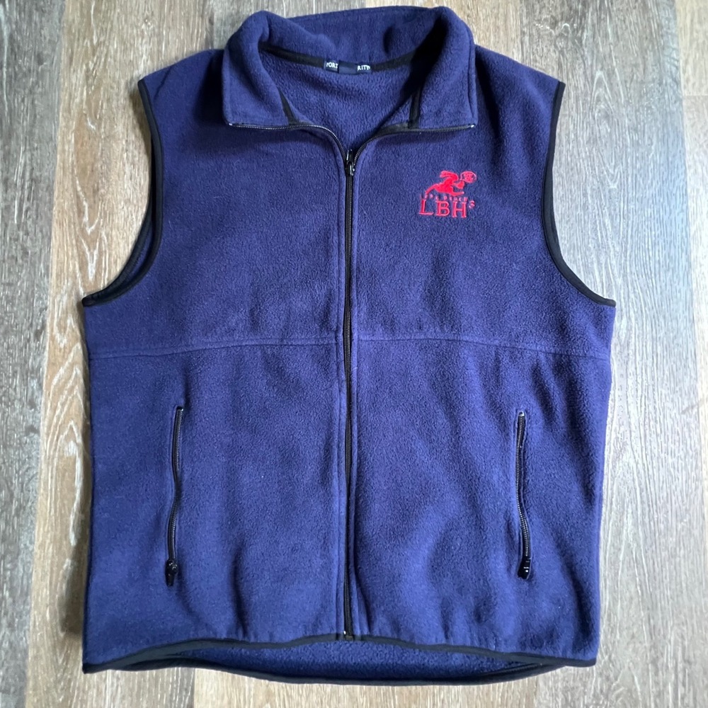 Port Authority Fleece Vest Mens L Blue Full Zip LBH Embroidered Logo Pocket